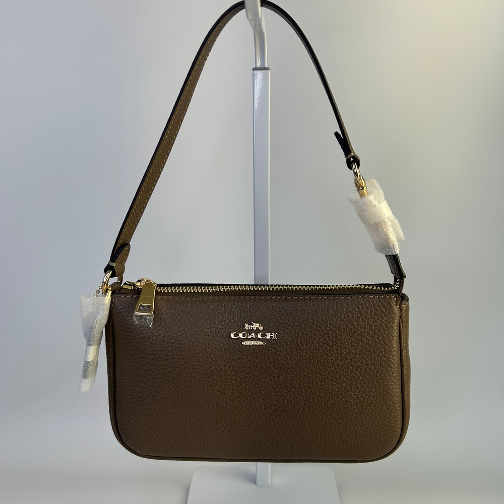 Coach Nolita 19 Dark Stone‎ Pebble Leather Wristlet Bag NEW